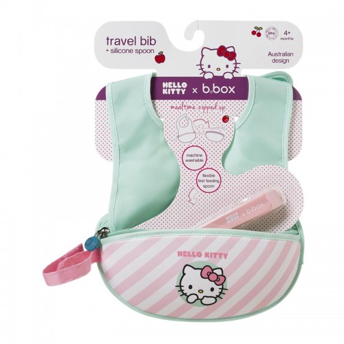 B.box Hello Kitty Travel Bib + Silicone Spoon | 4 months+